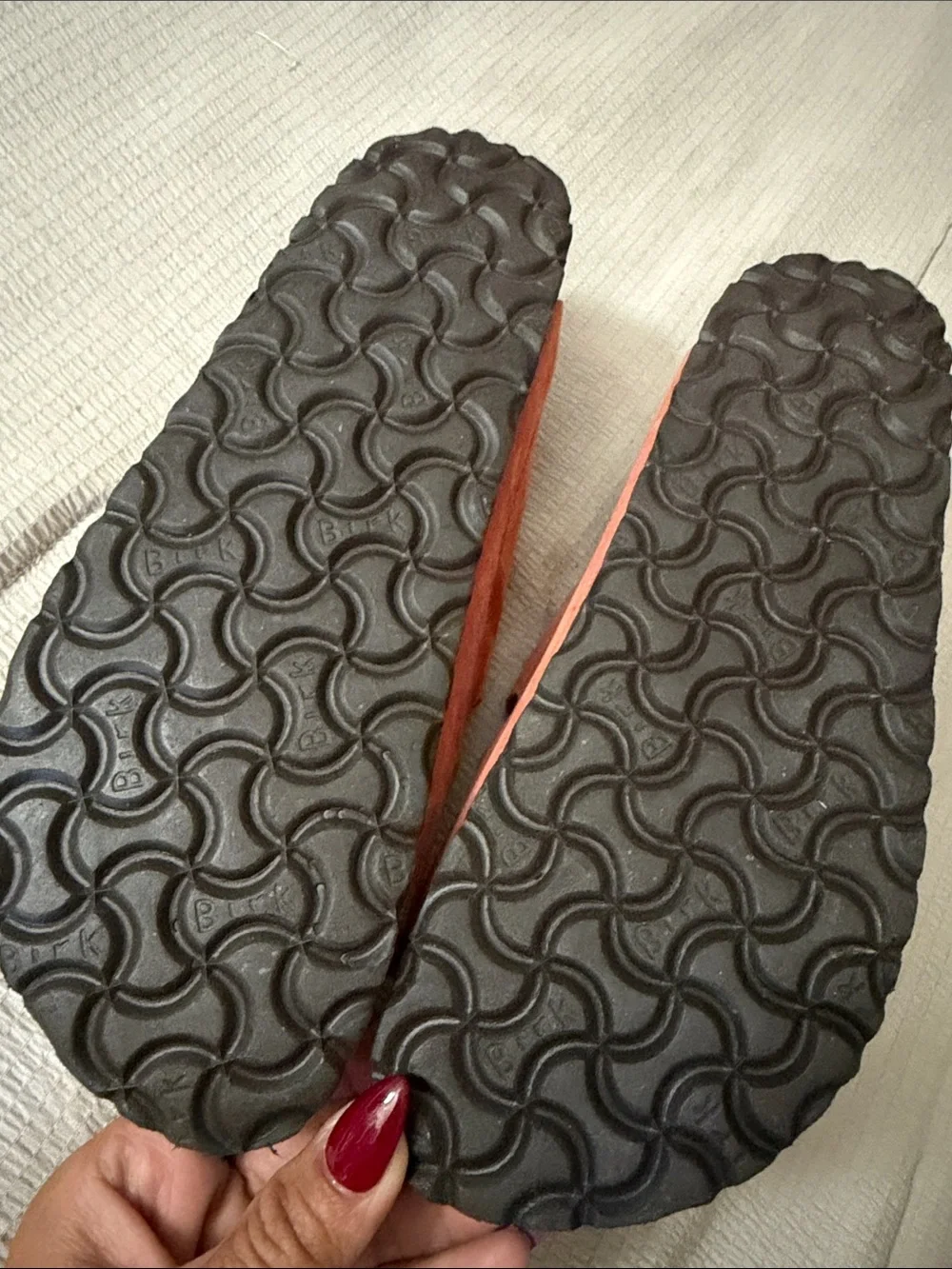 Birkenstock Arizona Sandal in Mars Red and Sandcastle Trim